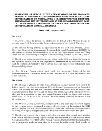 Statement on Behalf of the African Group by Mr
