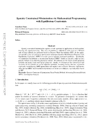 Arxiv:1608.04430V3 [Math.OC] 28 Dec 2018 R R 0 Counts the Number of Nonzero Elements in a Vector