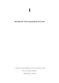 Introduction: Error Management on Everest