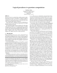 Logical Paradoxes in Quantum Computation