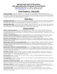 Marlborough Parks & Recreation 2021 Spring/Summer Programs (Front