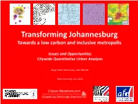 Transforming Johannesburg Towards a Low Carbon and Inclusive Metropolis
