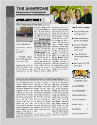 APRIL 2011 NO# 1 Exciting Year Thus Far! the LORD Is Going Well Here Has Planned for Us in 2011