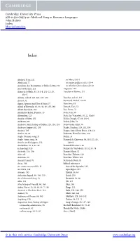 Cambridge University Press 978-0-521-76574-9 - Medieval Song in Romance Languages John Haines Index More Information