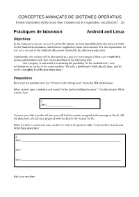 CONCEPTES AVANÇATS DE SISTEMES OPERATIUS Pràctiques De Laboratori Android and Linux