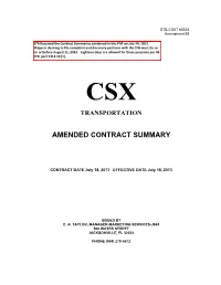 Csx Transportation Contract Summary