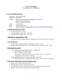 Curriculum Vitae – UMD Format