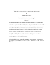 DIGITAL DOCUMENTATION for HISTORIC RESOURCES By