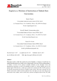 English As a Medium of Instruction at Turkish State Universities