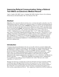 Improving Referral Communication Using a Referral Tool Within an Electronic Medical Record