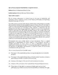 Special Issue Proposal: Replicability in Cognitive Science Editors: Brent