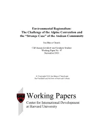 The Challenge of the Alpine Convention and the “Strange Case” of the Andean Community