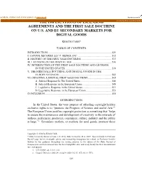 The Implications of Licensing Agreements and the First Sale