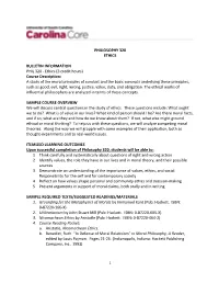 (3 Credit Hours) Course Description: a Study of the Moral Principl