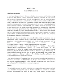 BJMC IV SEM Course-XVII Social Media Social Networking Sites A