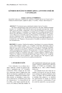 Géneros Botánicos Dedicados a Antonio José De Cavanilles