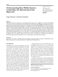 Understanding New Middle Eastern Leadership: an Operational Code
