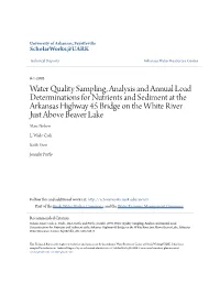 Water Quality Sampling, Analysis and Annual Load Determinations