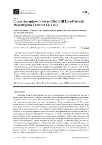 Citrus Auraptene Induces Glial Cell Line-Derived Neurotrophic Factor in C6 Cells