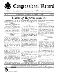 Congressional Record United States Th of America PROCEEDINGS and DEBATES of the 110 CONGRESS, SECOND SESSION