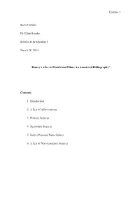 Disney's Alice in Wonderland Films: an Annotated B