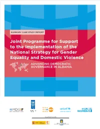 Joint Programme for Support to the Implementation of the National Strategy for Gender Equality and Domestic Violence Advancing Democratic Governance in Albania