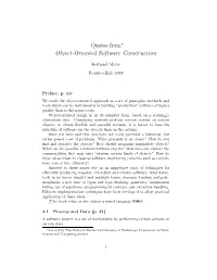 Object-Oriented Software Construction