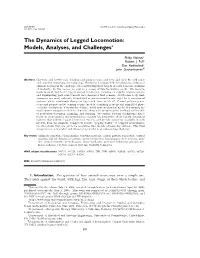 The Dynamics of Legged Locomotion: Models, Analyses, and Challenges∗