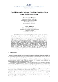 The Philosophy Behind Fair Use: Another Step Towards Utilitarianism