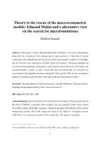 Theory to the Rescue of the Macroeconometric Models: Edmond Malinvaud’S Alternative View on the Search for Microfoundations