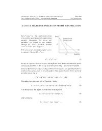 A Little Algebraic Insight on Profit Maximization