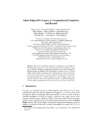Adam Kilgarriff's Legacy to Computational Linguistics And
