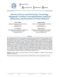 Business Process and Information Technology Alignment: Construct Conceptualization, Empirical Illustration, and Directions for Future Research
