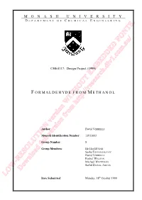 Formaldehyde from Methanol