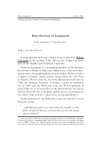 Introduction of Langlands