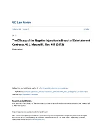 The Efficacy of the Negative Injunction in Breach of Entertainment Contracts, 46 J