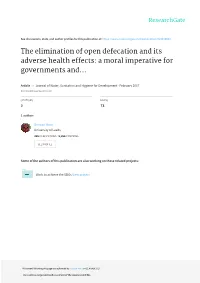 The Elimination of Open Defecation and Its Adverse Health Effects: a Moral Imperative for Governments And