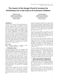 The Impact of the Google Cloud to Increase the Performance for a Use Case in E-Commerce Platform