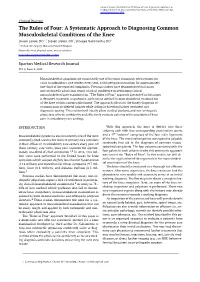 The Rules of Four: a Systematic Approach to Diagnosing Common Musculoskeletal Conditions of the Knee