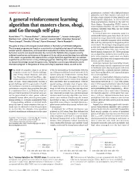 A General Reinforcement Learning Algorithm That Masters Chess, Shogi, and Go Through Self-Play