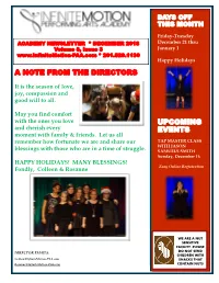 A Note from the Directors Upcoming Events