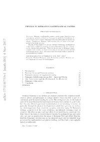 Arxiv:1711.01755V1 [Math.HO] 6 Nov 2017 Obyn H Ahmtcladpyia Etn,Adte a N a Had They Inﬁnitely and the Setting, Physical and Philosophy