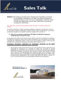 GF Ticketing Procedures for Refunds and Involuntary Reroutings