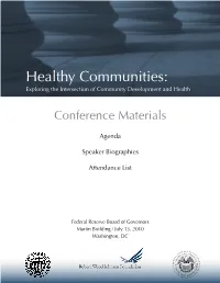 Healthy Communities: Exploring the Intersection of Community Development and Health