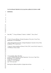 Settlement Patterns in Ascidians Concerning Have Been Patchily