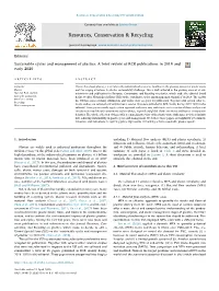 Sustainable Cycles and Management of Plastics a Brief Review of RCR Publications in 2019 and Early 2020
