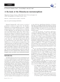 A Re-Look at the Himalayan Metamorphism