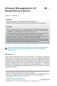 Airway Management of Respiratory Failure