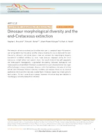 Dinosaur Morphological Diversity and the End-Cretaceous Extinction