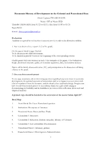 Economic History of Development in The